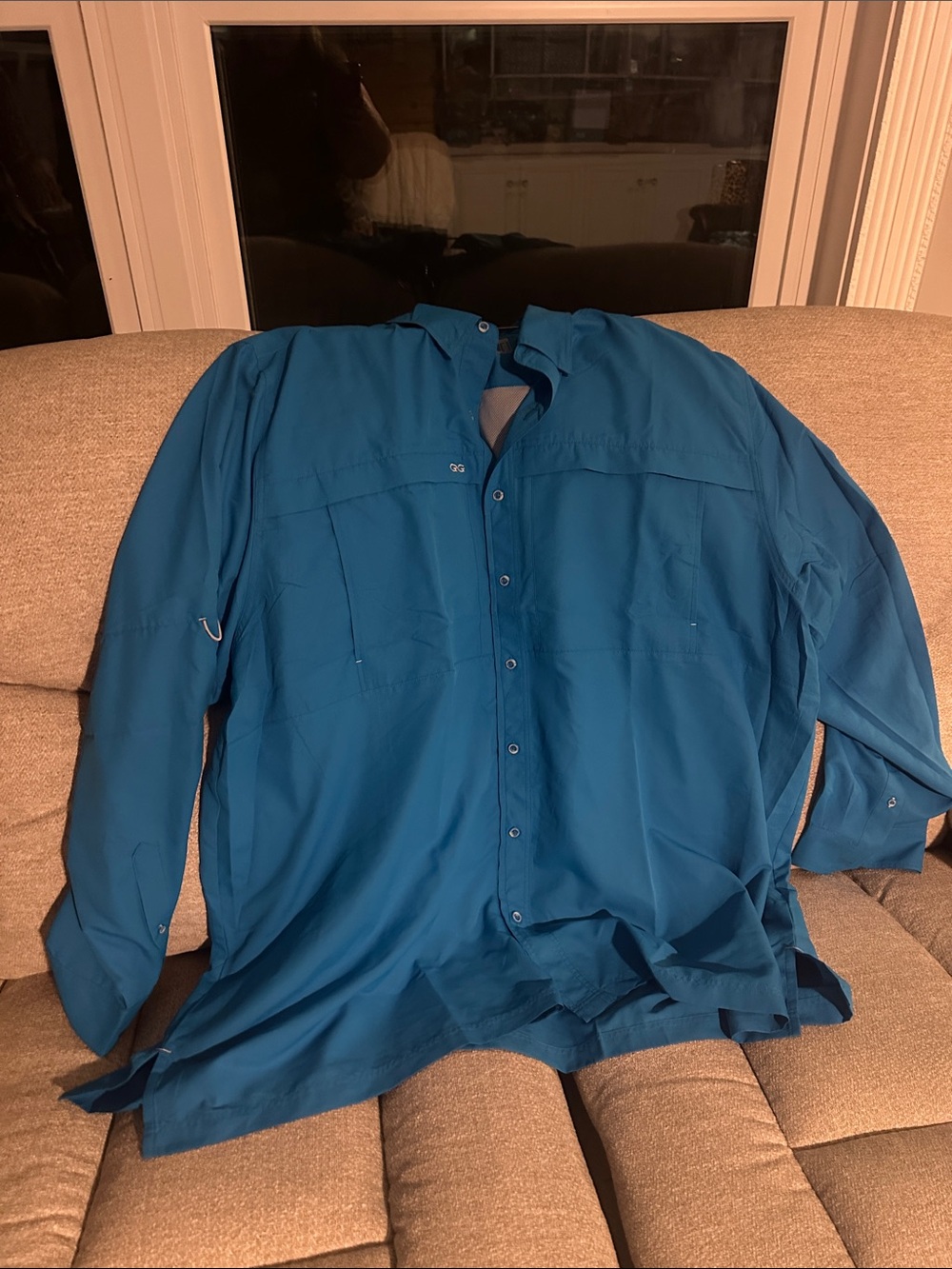 Men's Teal Long-Sleeve GameGuard Button Shirt